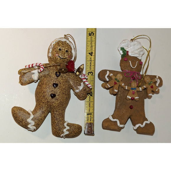 Lot 4 Vintage Carved Resin Snowman Christmas Holiday Ornaments 5" x 4" - Picture 7 of 7